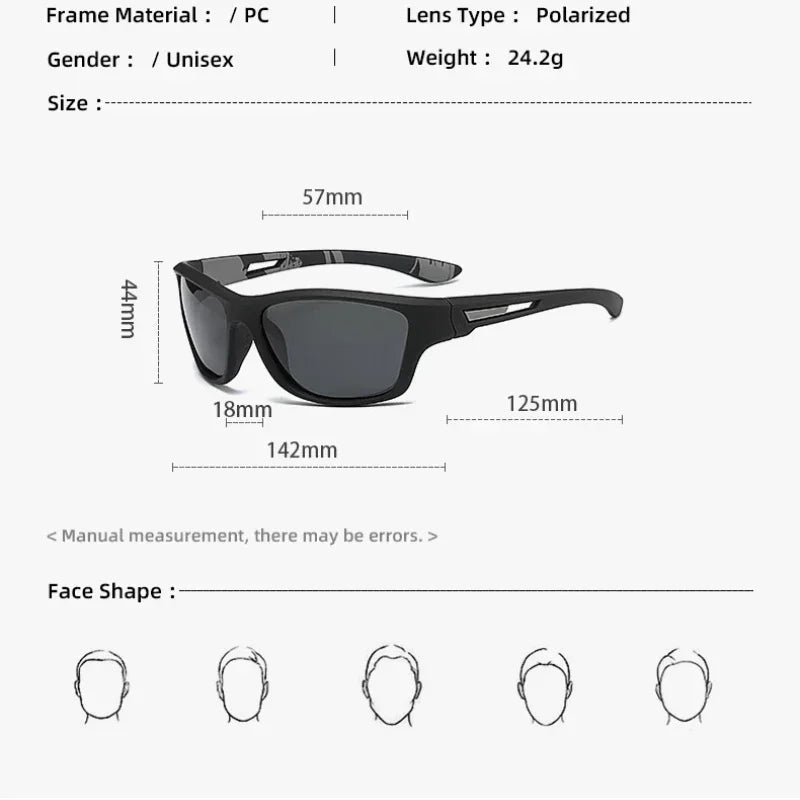 Men's Retro Polarized Sunglasses Unisex Travel Square Frame Ultralight Sports Sun Glasses Outdoor Riding Goggle Shades for Male