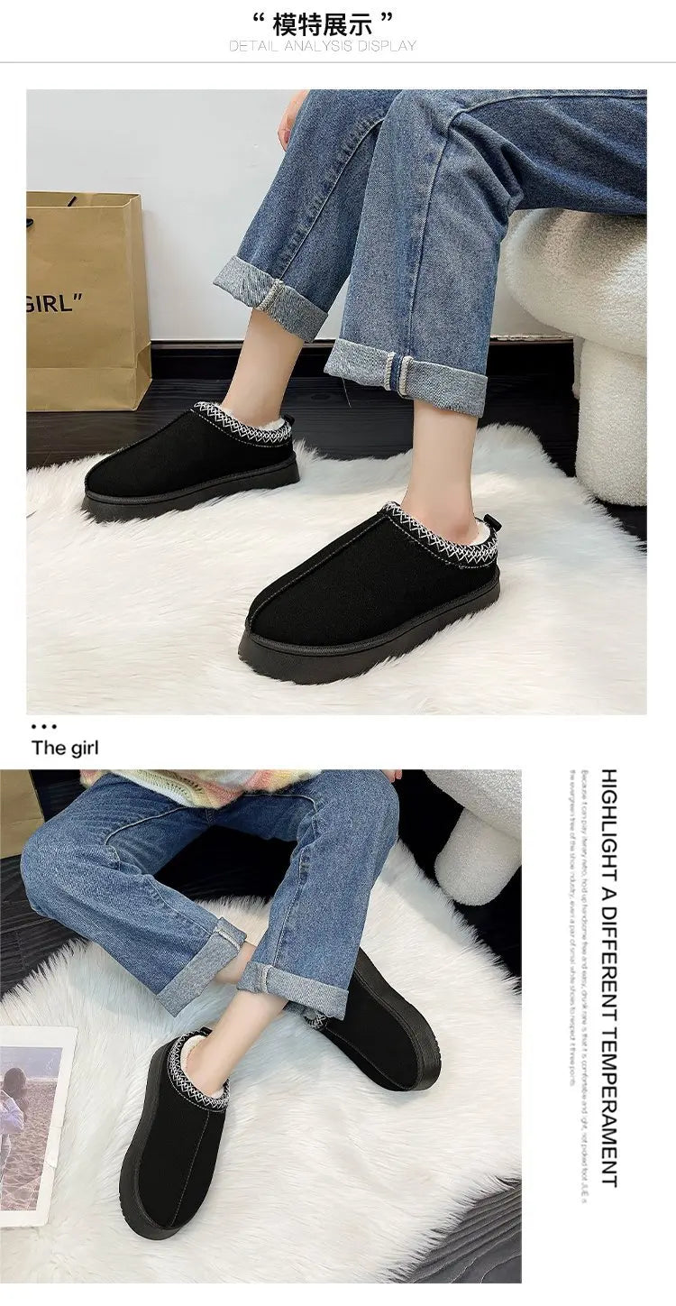 Women's Wool Slippers Warm Platform Wool Slipperswomen Slippers Women Sheepskin Slippers Women Shoes 2024