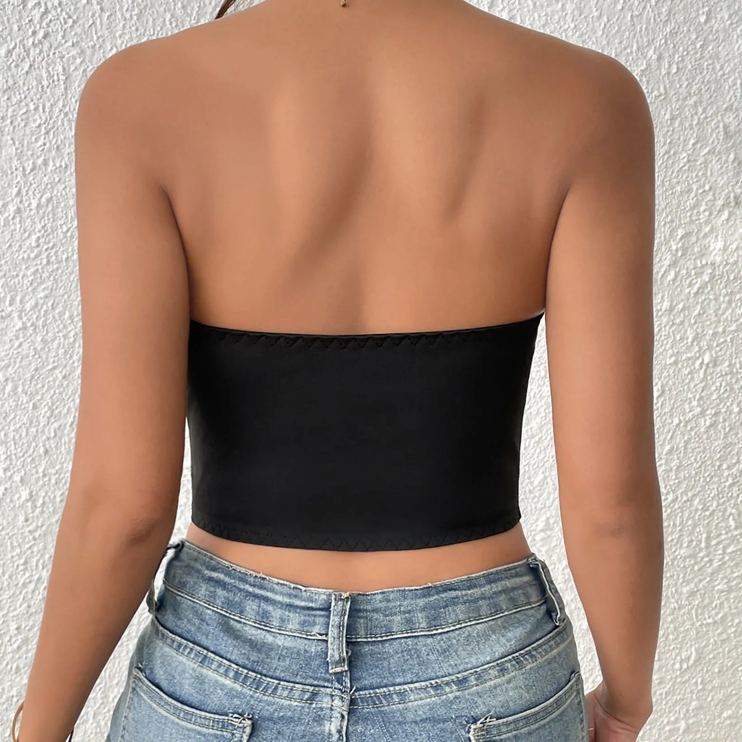Women's Sexy Tops Deep V Steel Ring Bras Sleeveless Hollow Low Cut Tube Top Fashion Casual Streetwear Spicy Girl Party Nightclub