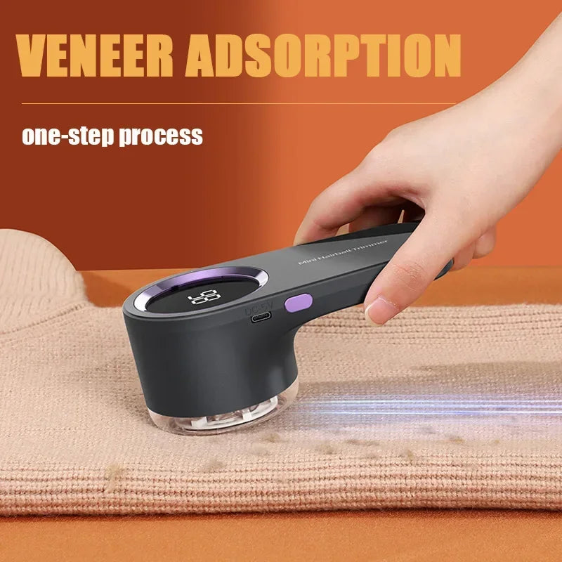 Rechargeable Electric Lint Remover Portable Hair Ball Trimmer for Household Clothe Fabric with LED Display Three Levels