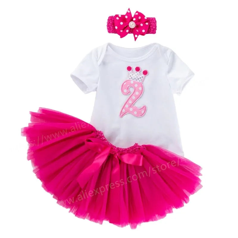 Baby Girls Princess Dress 2nd Birthday Party Dress 2 Year Old Newborn Christening Gown Toddler Kid Christmas Clothing