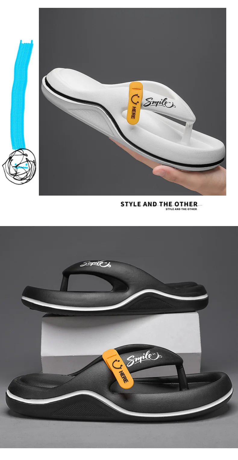 Korean Style Men's Casual Flip Flops Summer Fashion Outdoor Beach Sandals Trendy Slip-On Slippers for Adult Unisex