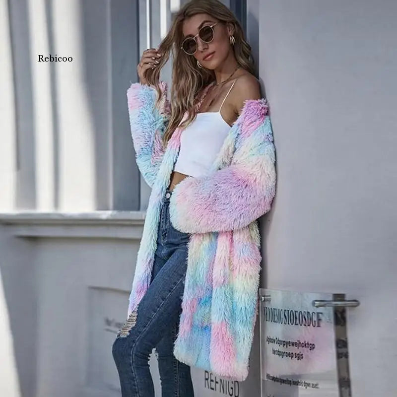 Autumn Long Winter Coat Woman Faux Fur Coat Women Warm Ladies Fur Teddy Jacket Female Plush Teddy Coat Oversize Outwear
