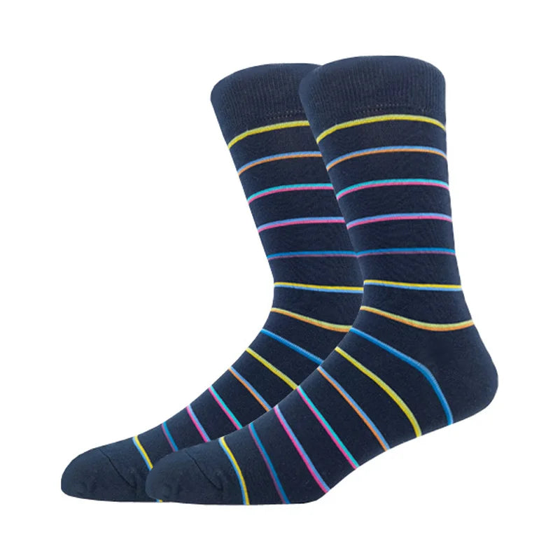 New Men's stockings Casual Gentleman Color fashion color striped Funny Party Dress autumn and winter cotton Socks