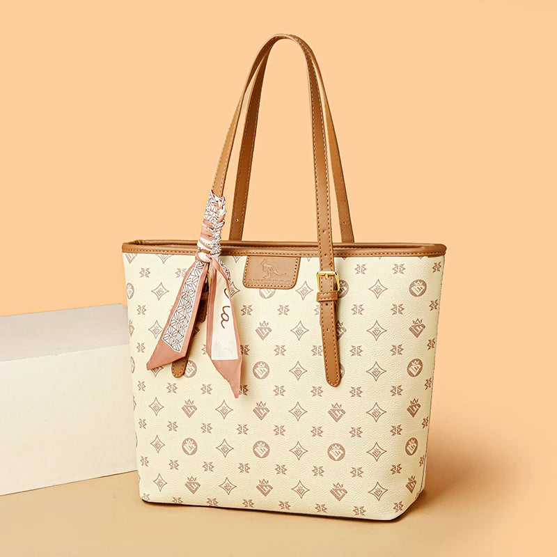 Quality Soft Leather Shoulder Bag for Women with Luxury Print Designer Handbag Casual Tote Commuting Messenger Sac A Main
