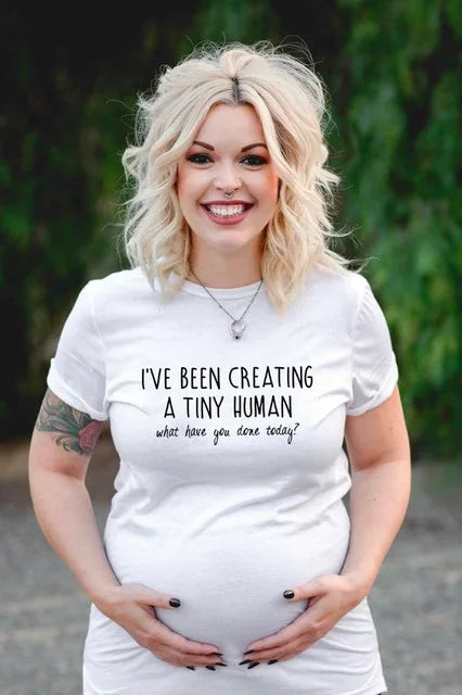 See You Soon Summer Tees Women T-shirts Slim Maternity Funny Letter Tops O-Neck Pregnancy T Shirts for Pregnant Women