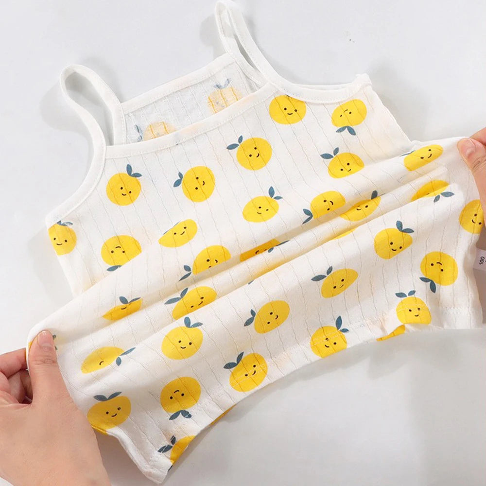 Children's Clothing Cotton Sleeveless Tank Tops Shorts Pajamas Set Kids Cute Breathable Print Vest for Baby Girl Boy Sleepwear