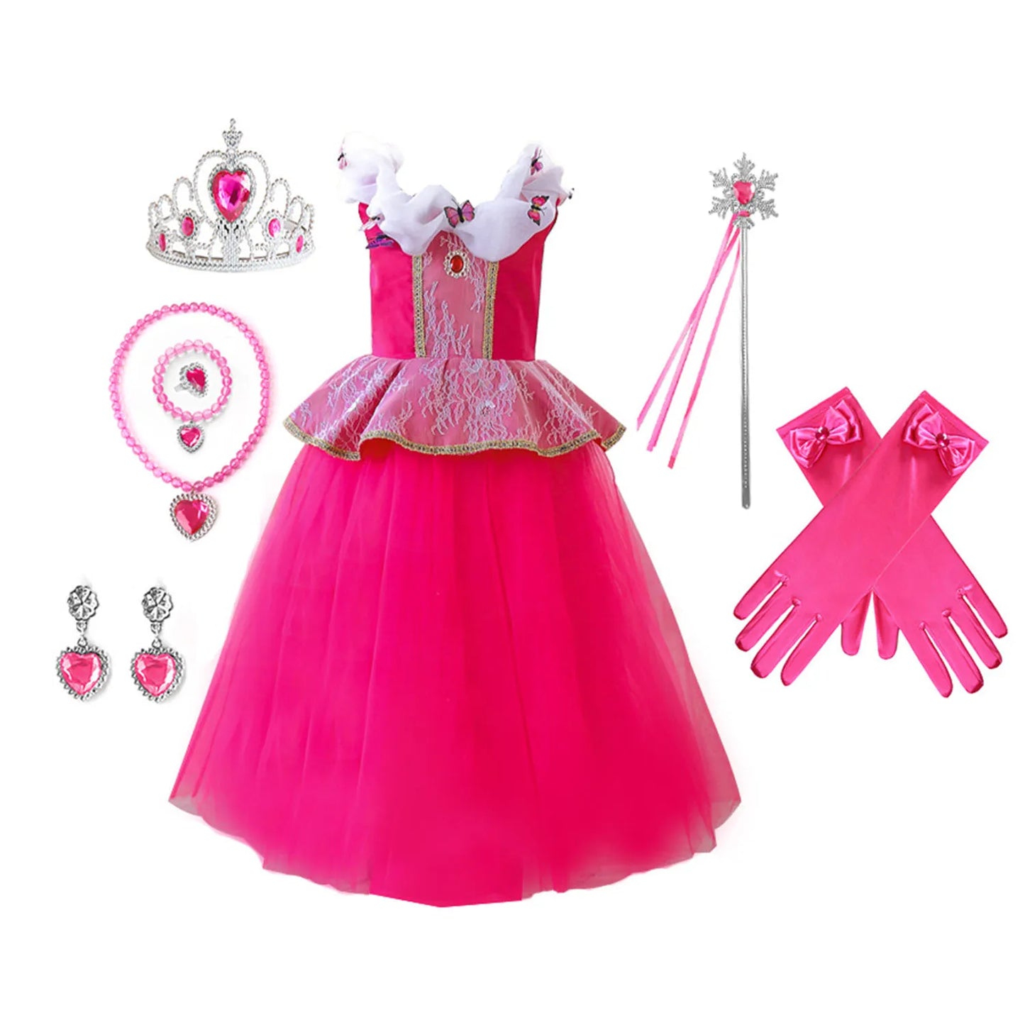 Shiny Toddler Little Girls Movie Princess Sleeping Beauty Aurora Birthday Party Cosplay Halloween Fancy Dress