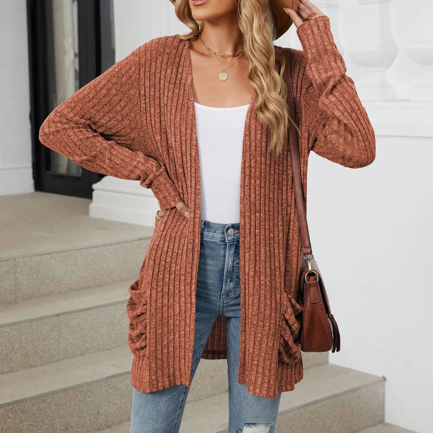 Lightweight 3/4 Sleeve Black Sweater Cardigan For Women Crochet Oversize Casual Cardigan Kimonos Boho Solid Chaquetas De Mujer