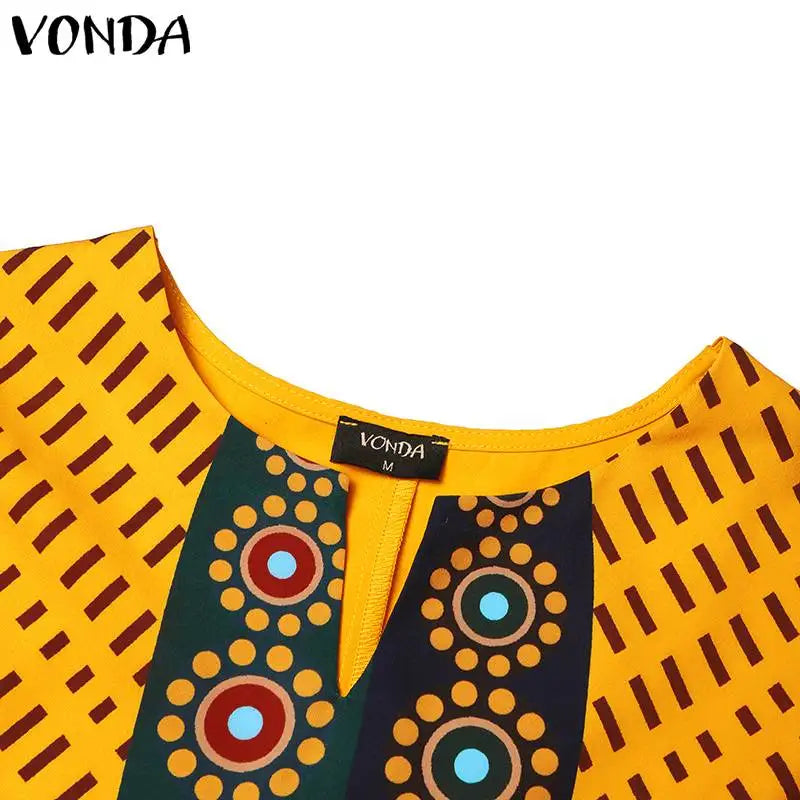 VONDA Women Short Dress 2024 Fashion Bohemian Printed Party Dress Half Sleeve Loose Sundress Casual Vestido Vintage Robe Femme