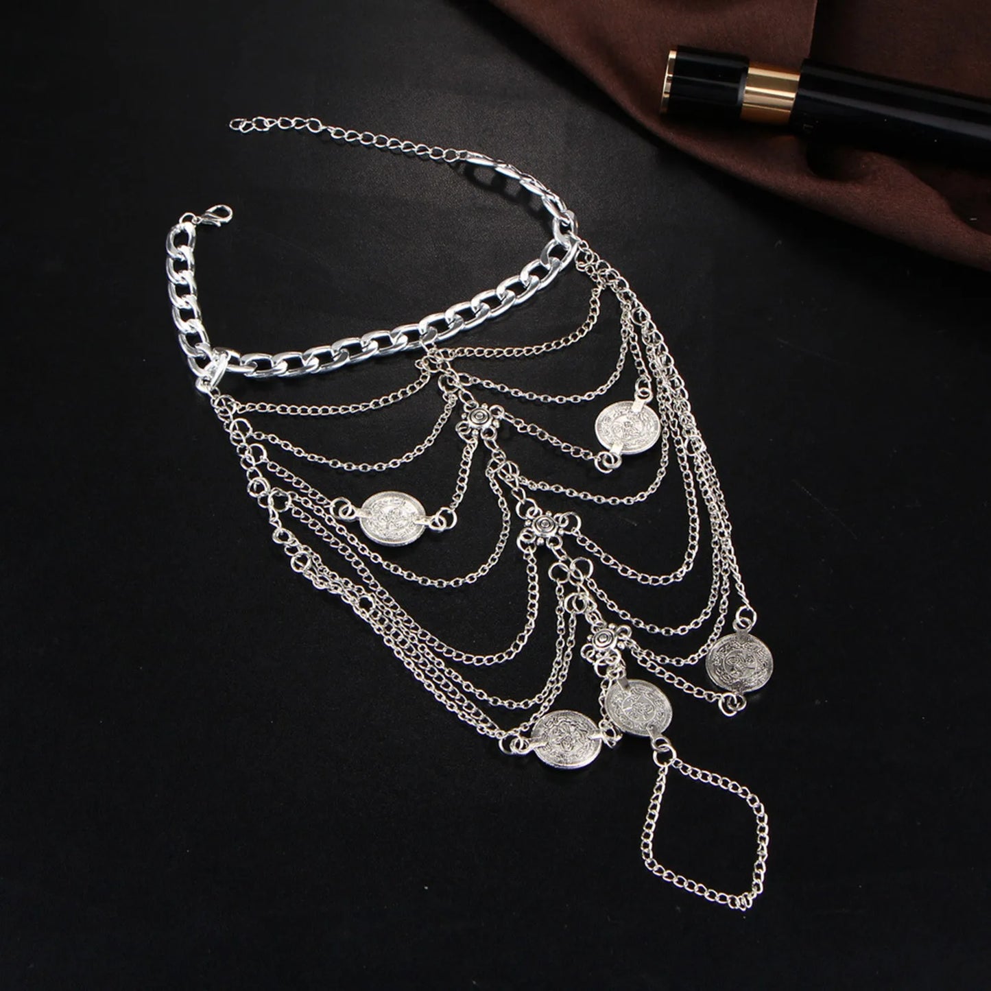 Bling Multilayer Tassel Chain Anklets Barefoot Sandals Boho Crystal Beach Chain Ankle Bracelet Simple Elegant Foot Jewelry
