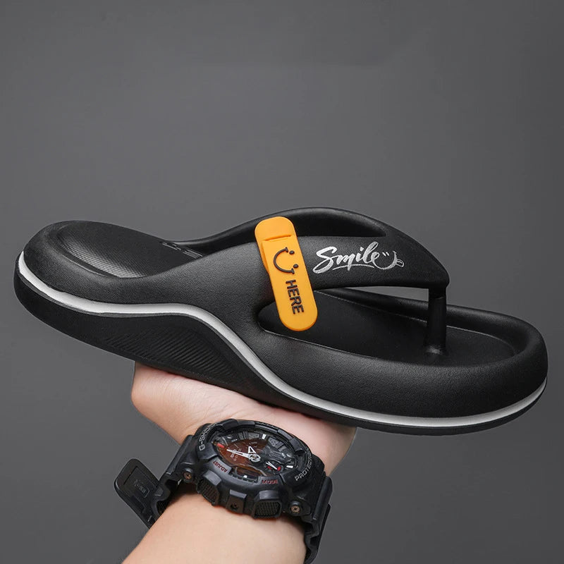 Korean Style Men's Casual Flip Flops Summer Fashion Outdoor Beach Sandals Trendy Slip-On Slippers for Adult Unisex