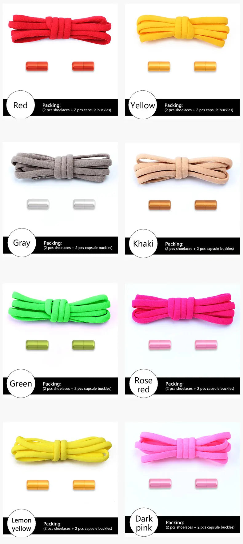 Elastic Shoelaces 21 Color Options No Tie Needed for Sneakers Children and Adults Eye Catching Lazy Shoes Lace Accessories
