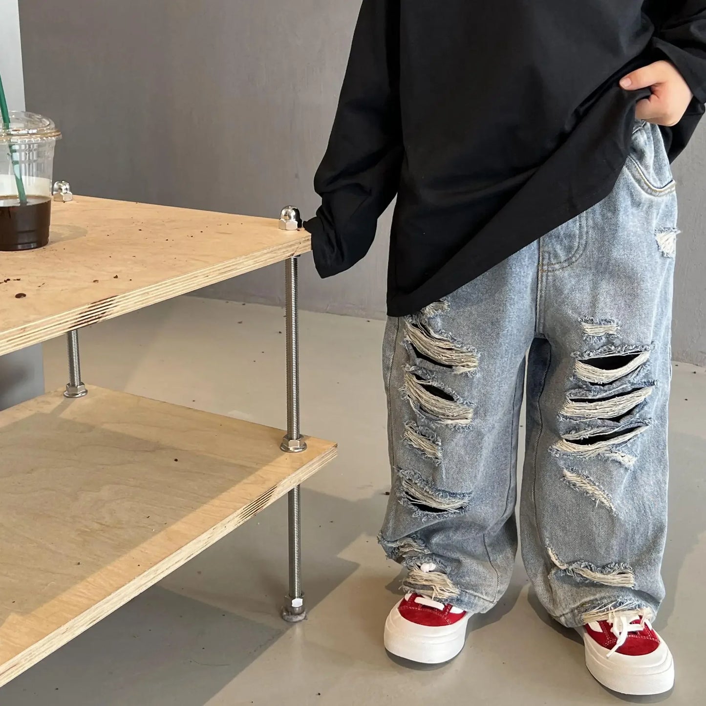 Spring Autumn Kids Baby Boys Cowboy Children's Clothing Jeans Casual Kids Baby Boys Ripped Children Jeans
