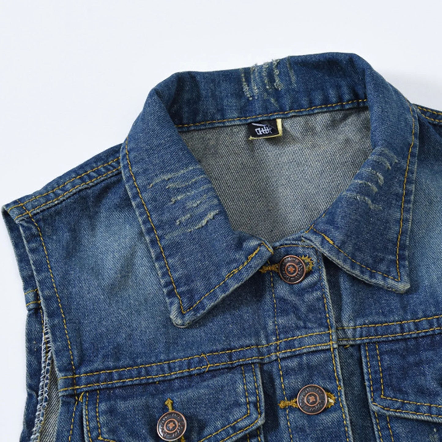 Womens Buttoned Washed Denim Jacket Sleeveless Crop Vest Soild Color Lapel Button Pocket Ladies Vest Coats Casual Style Vest Top