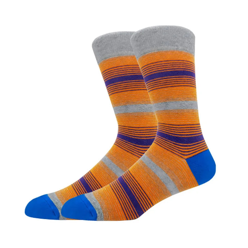 New Men's stockings Casual Gentleman Color fashion color striped Funny Party Dress autumn and winter cotton Socks