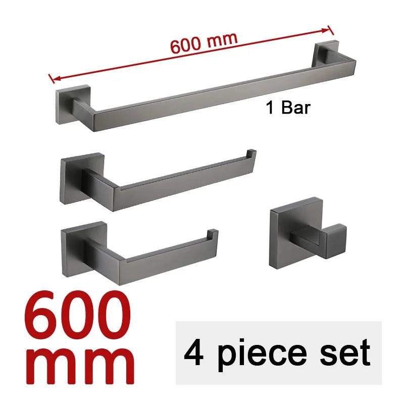 Brushed Grey Bathroom Accessorie Stainless Steel Gun Metal Towel Rack Toilet Paper Holder Robe Hook Towel Bar Toilet Hardware