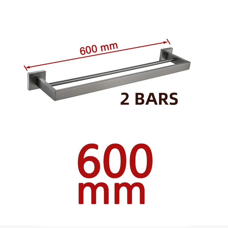 Brushed Grey Bathroom Accessorie Stainless Steel Gun Metal Towel Rack Toilet Paper Holder Robe Hook Towel Bar Toilet Hardware
