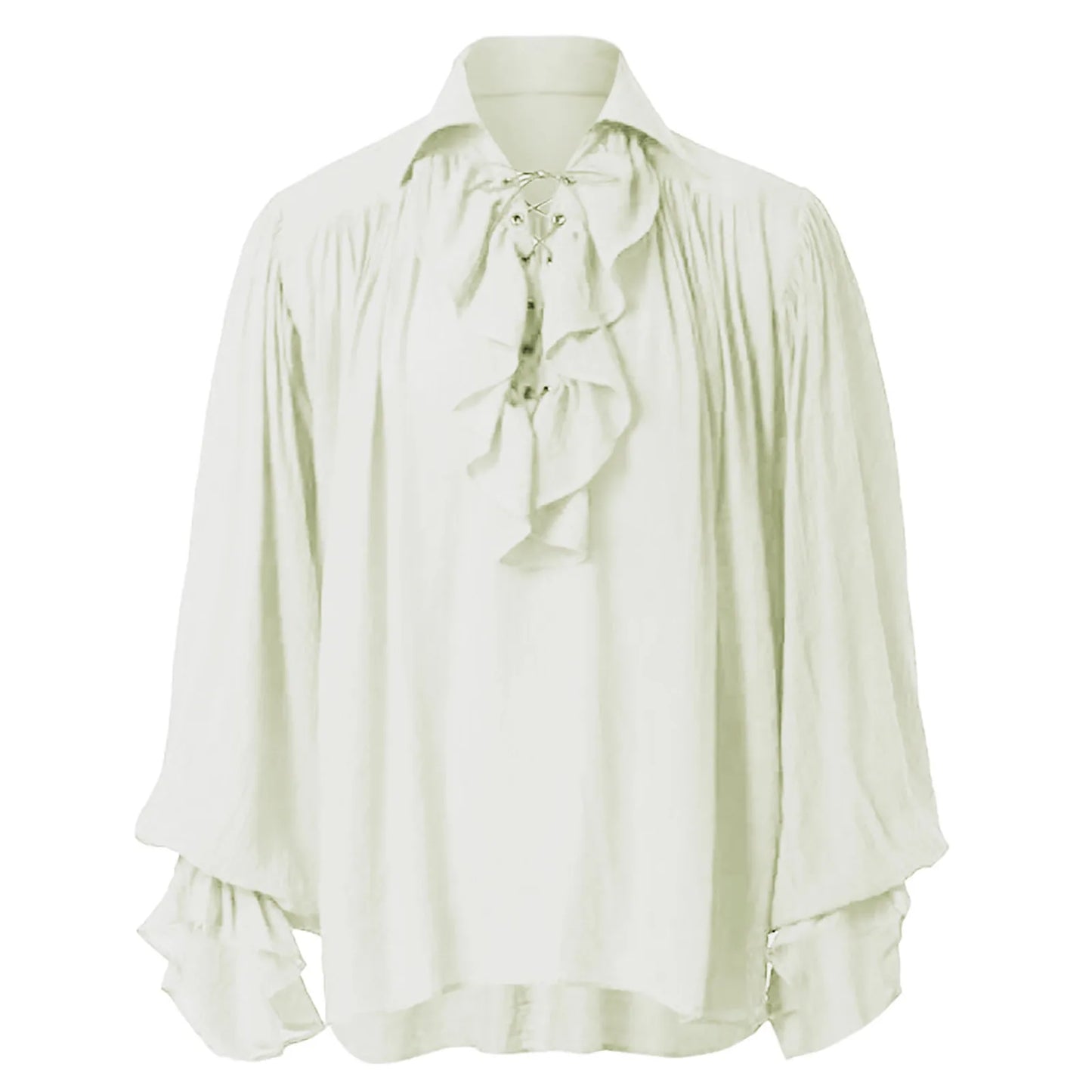 Men'S Solid Color Base Shirt Retro Gothic Pleated V-Neck Top