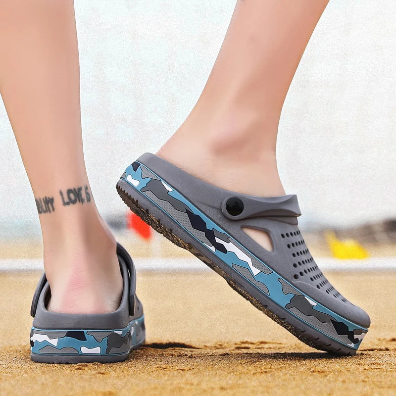 Casual Fashion Men Beach Shoes Outdoor EVA Hole Shoes Lightweight Sandles Unisex Colorful Shoes Summer Hollow Breathable