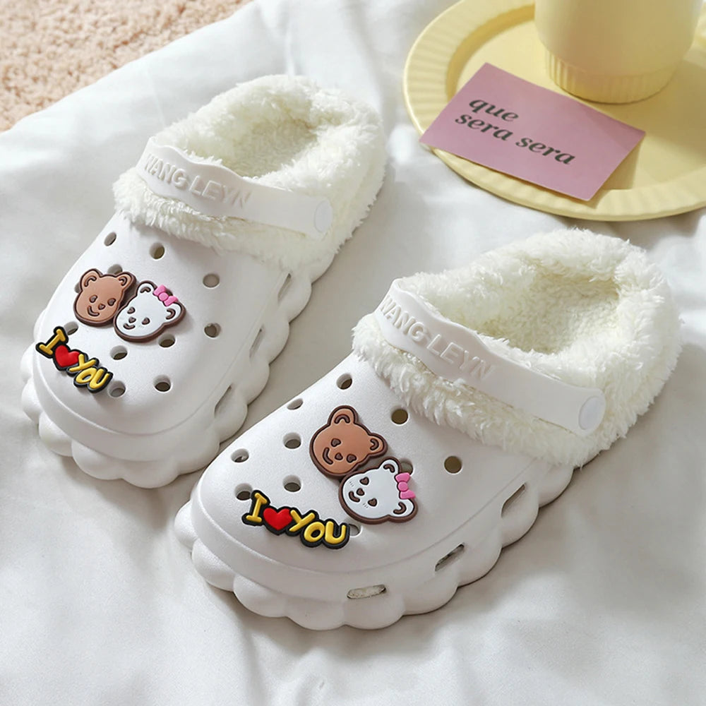 1 Pair Winter Warm Plush Insoles for Crocs Hole Shoes Velvet Liner Thickened Soft Shoe Covers Shoe Accessories