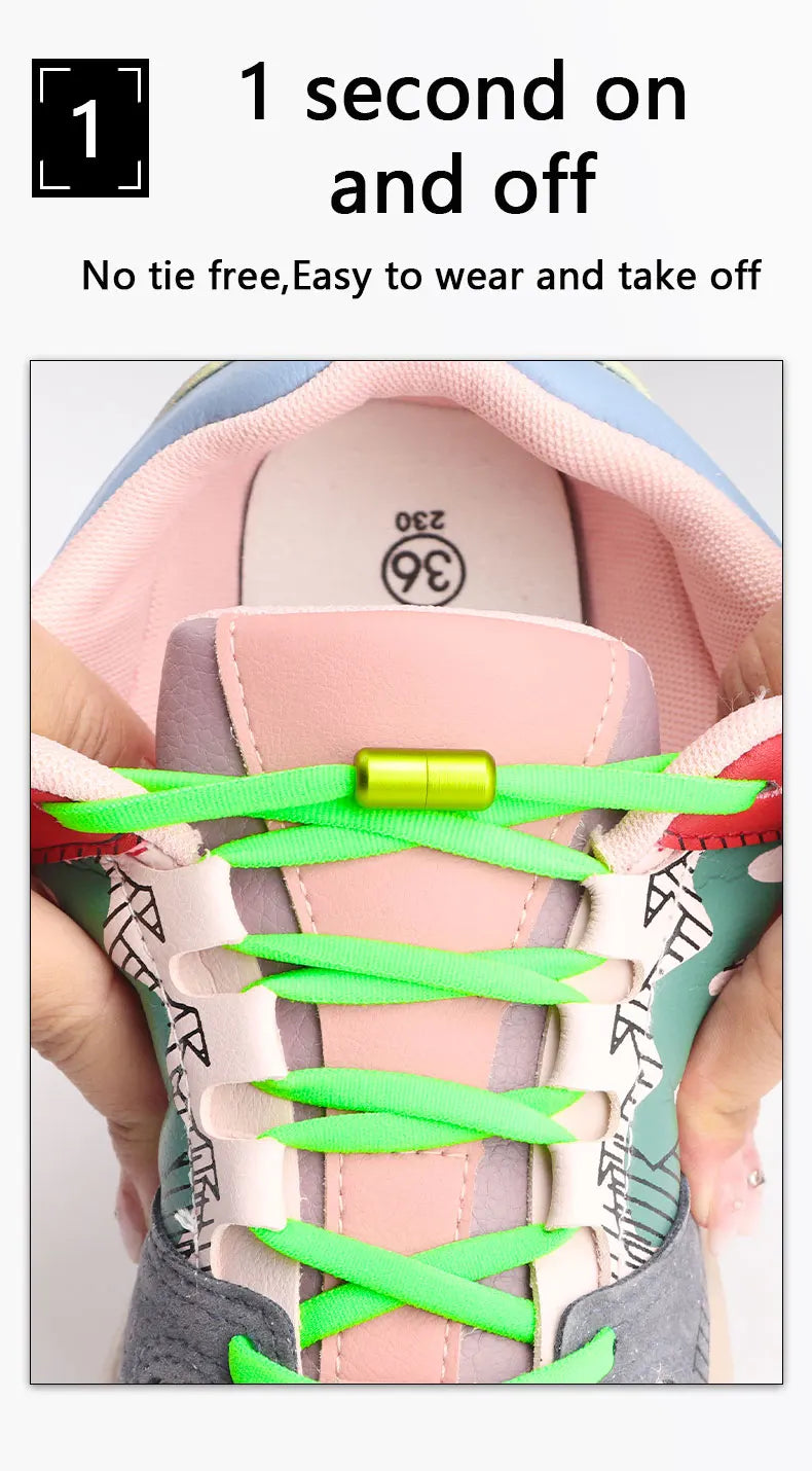 Elastic Shoelaces 21 Color Options No Tie Needed for Sneakers Children and Adults Eye Catching Lazy Shoes Lace Accessories