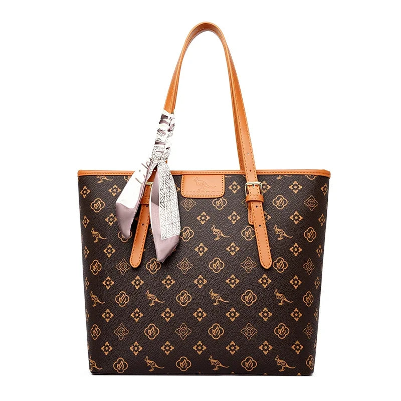 Quality Soft Leather Shoulder Bag for Women with Luxury Print Designer Handbag Casual Tote Commuting Messenger Sac A Main