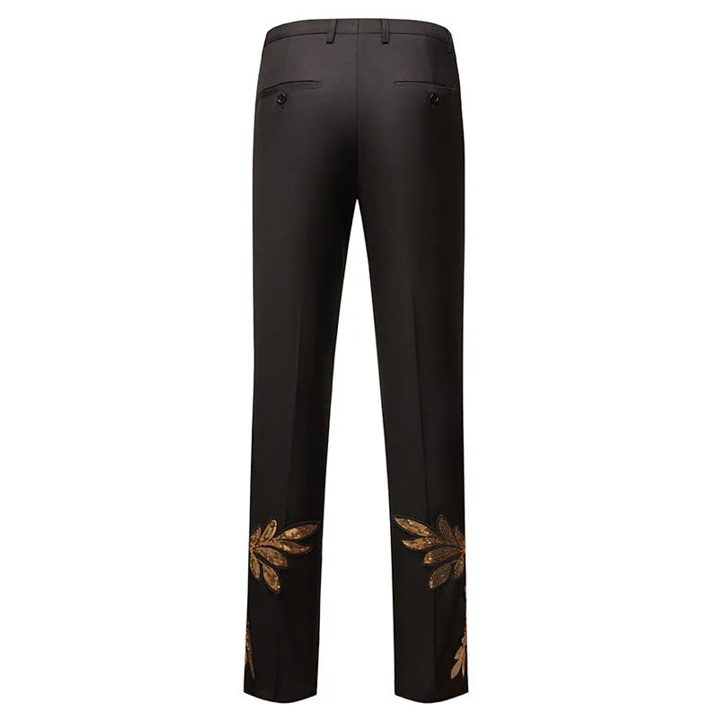 New men's (suit + western pants) high-quality fashion trend gold sequin applique suit suit casual suit jacket song two-piece set