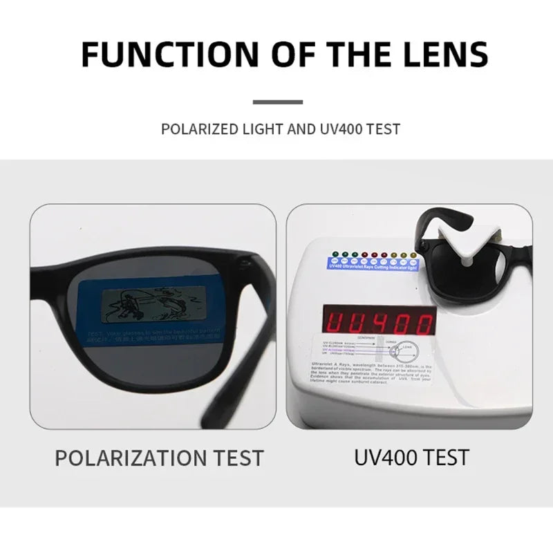 Men's Retro Polarized Sunglasses Unisex Travel Square Frame Ultralight Sports Sun Glasses Outdoor Riding Goggle Shades for Male