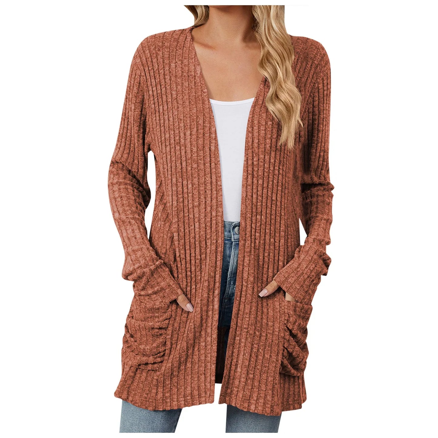 Lightweight 3/4 Sleeve Black Sweater Cardigan For Women Crochet Oversize Casual Cardigan Kimonos Boho Solid Chaquetas De Mujer