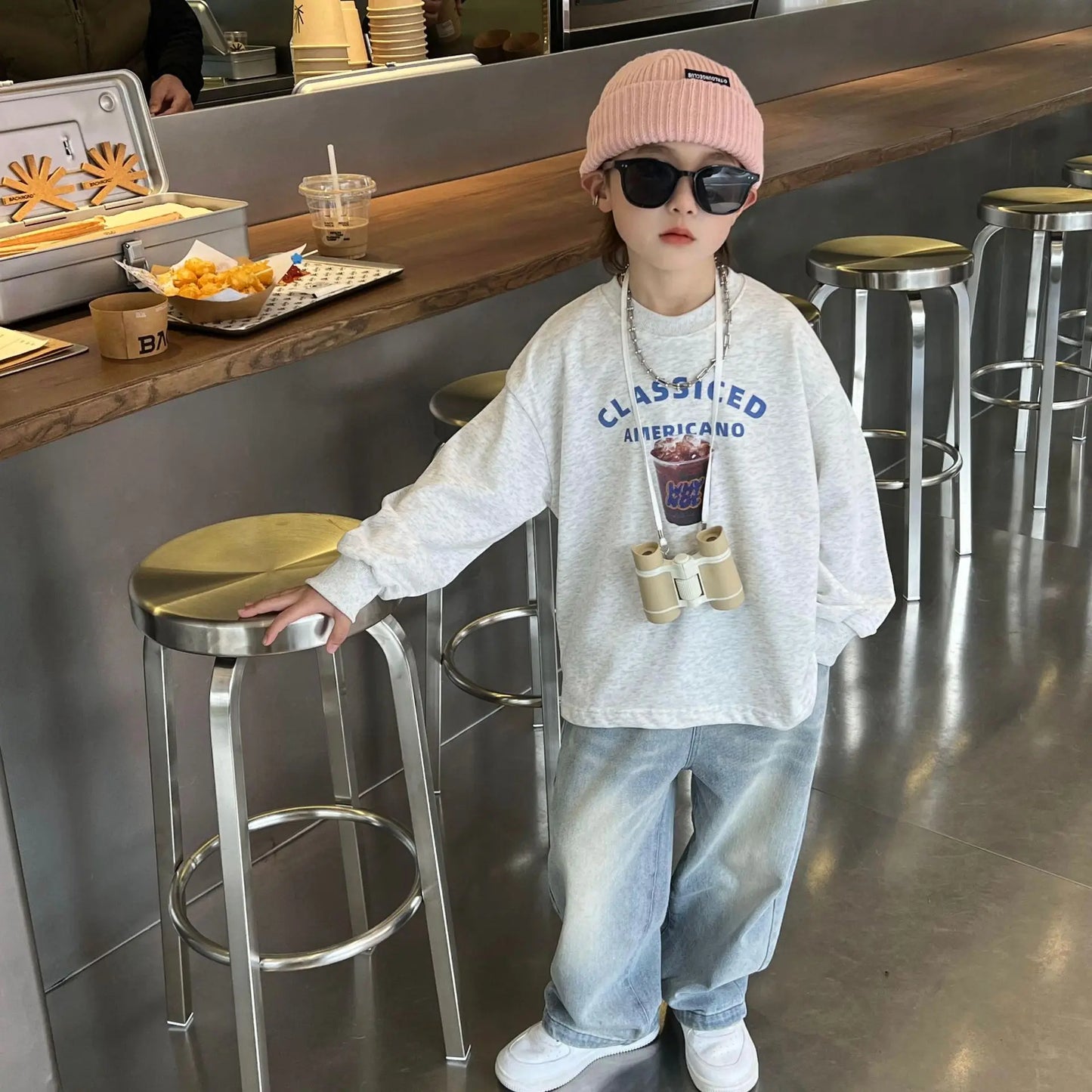 Autumn Girls Boys Vintage Jeans Children's Fashion Casual Denim Pants Casual Jeans