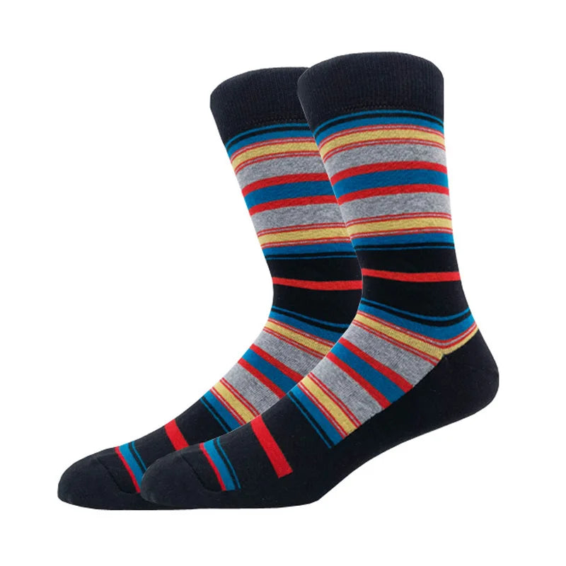 New Men's stockings Casual Gentleman Color fashion color striped Funny Party Dress autumn and winter cotton Socks