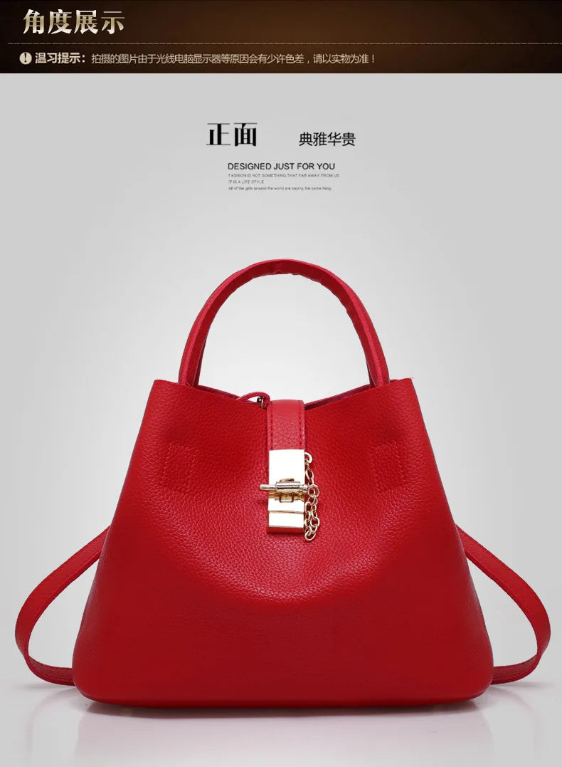 Woman shoulder bag Large capacity Handbag for Women Crossbody bag Lychee pattern Portable bucket bag ladies messenger bags
