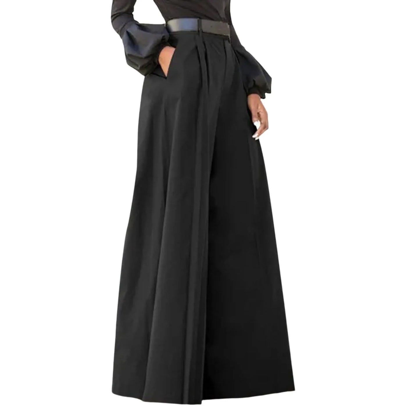 Flared Palazzo Pants For Women Cropped Cotton Linen Comfy Baggy Pants With Pockets Fashion Elegant Party High Waist Trousers