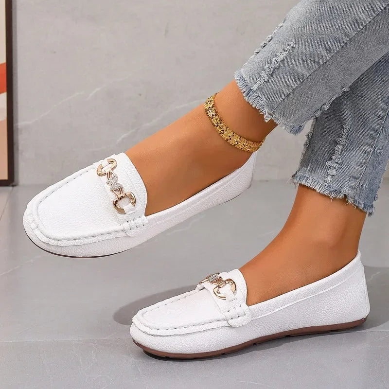 Women's Casual Slip-On Mary Jane Flat Loafers round Toe Soft Sole Spring Autumn Fashion Solid Color Flat Platform Shoes