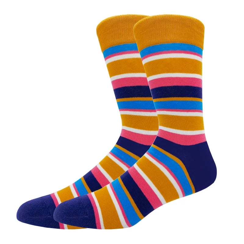 New Men's stockings Casual Gentleman Color fashion color striped Funny Party Dress autumn and winter cotton Socks
