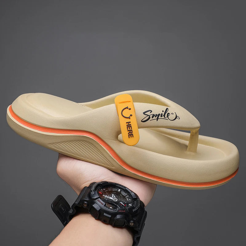 Korean Style Men's Casual Flip Flops Summer Fashion Outdoor Beach Sandals Trendy Slip-On Slippers for Adult Unisex