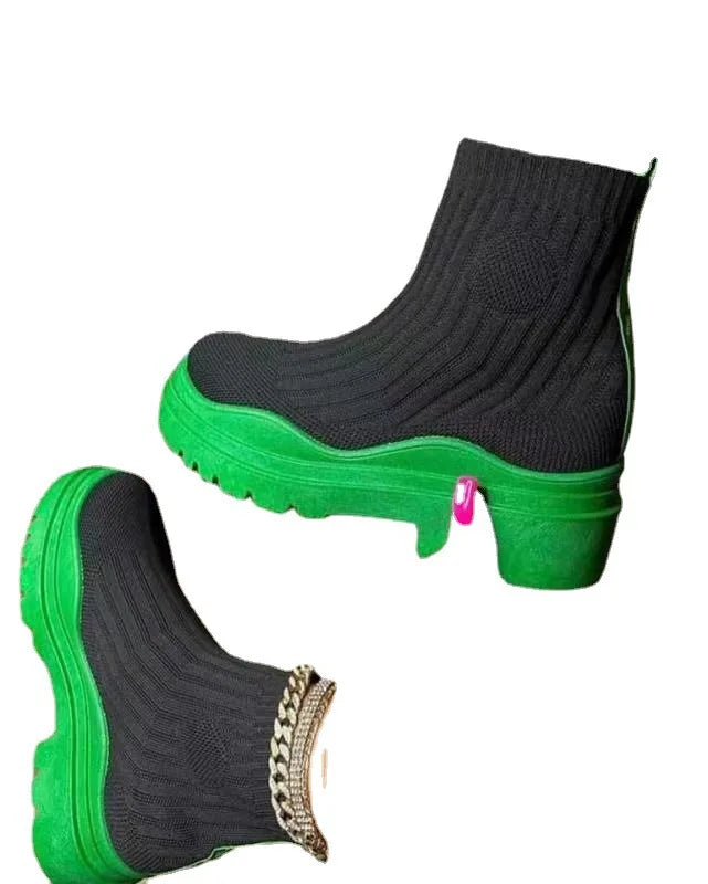Breathable Spring Fashion Women's Shoes Casual Wedges Platform Ankle Boots Eye Catching Goth Boot Style for Women