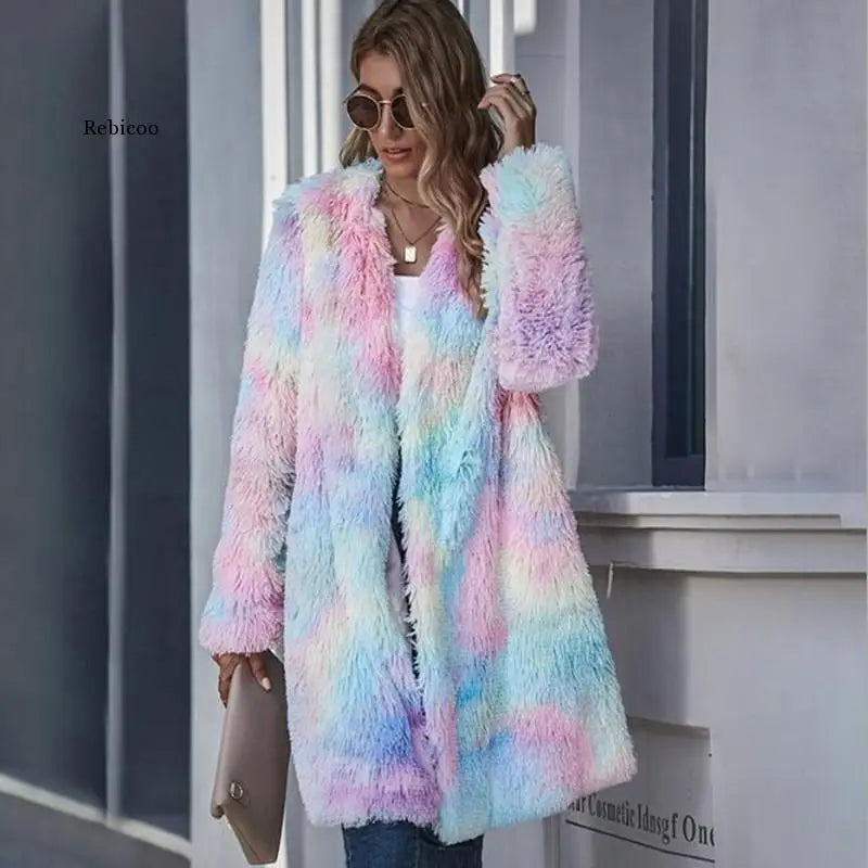 Autumn Long Winter Coat Woman Faux Fur Coat Women Warm Ladies Fur Teddy Jacket Female Plush Teddy Coat Oversize Outwear