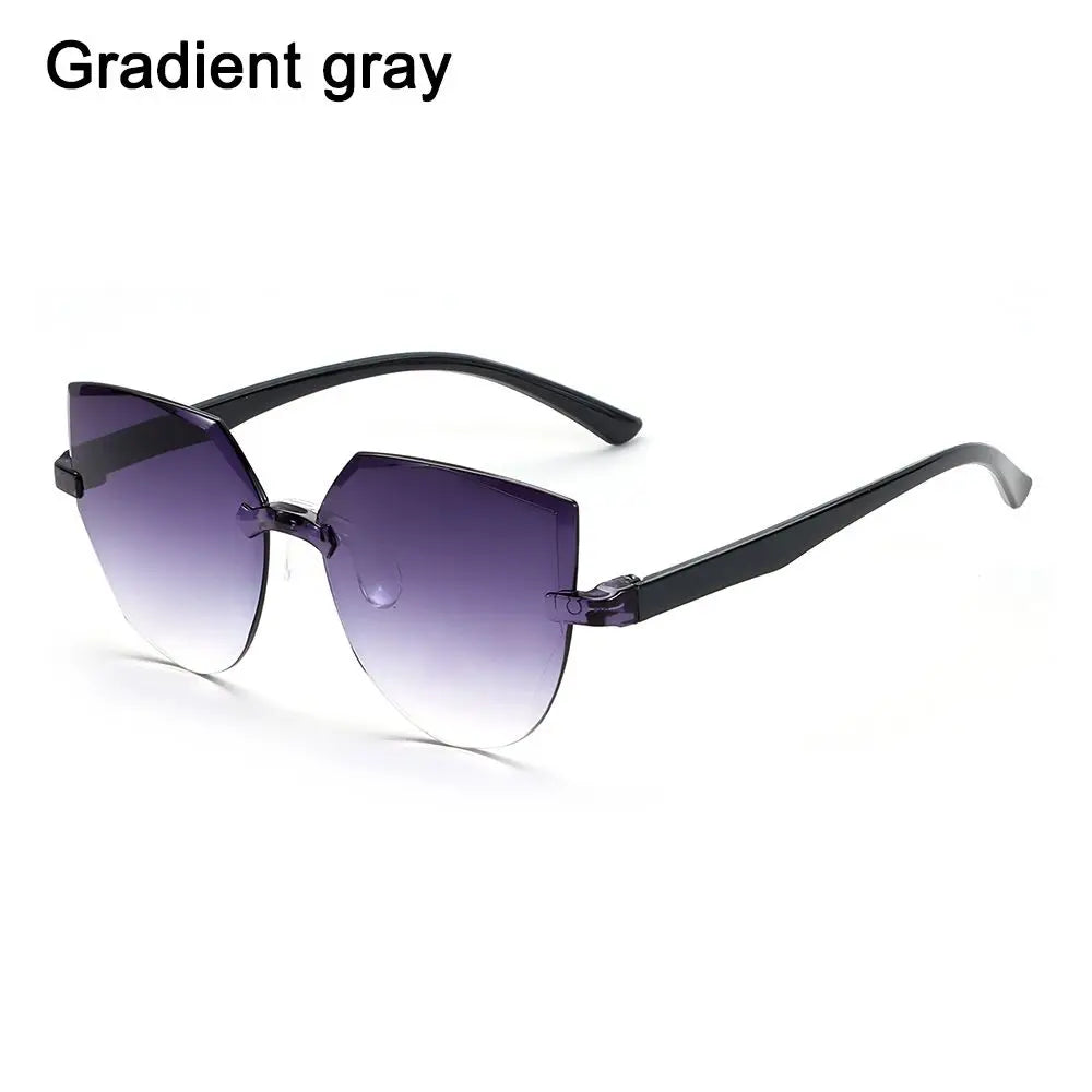 New Fashion Rimless Women Sunglasses Vintage Designer Cat Eye Sun Glasses Female Transparent Shades Traveling UV400 Eyewear