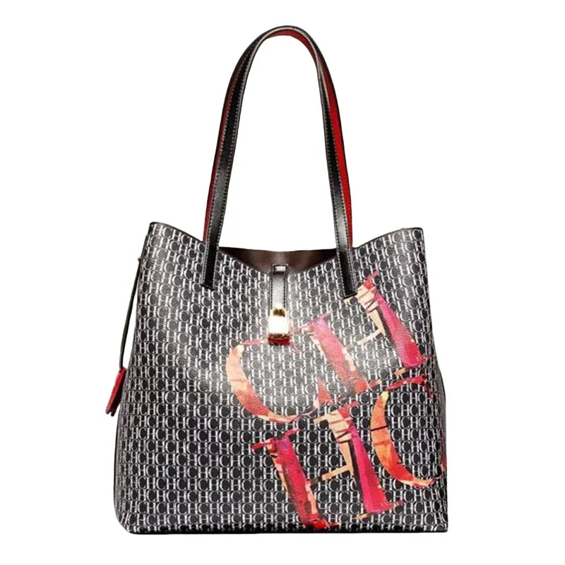 CH Large Capacity Tote High Women's Shoulder Bag Classic Letter Printing Temperament Style High Quality Women's Crossbody Bag