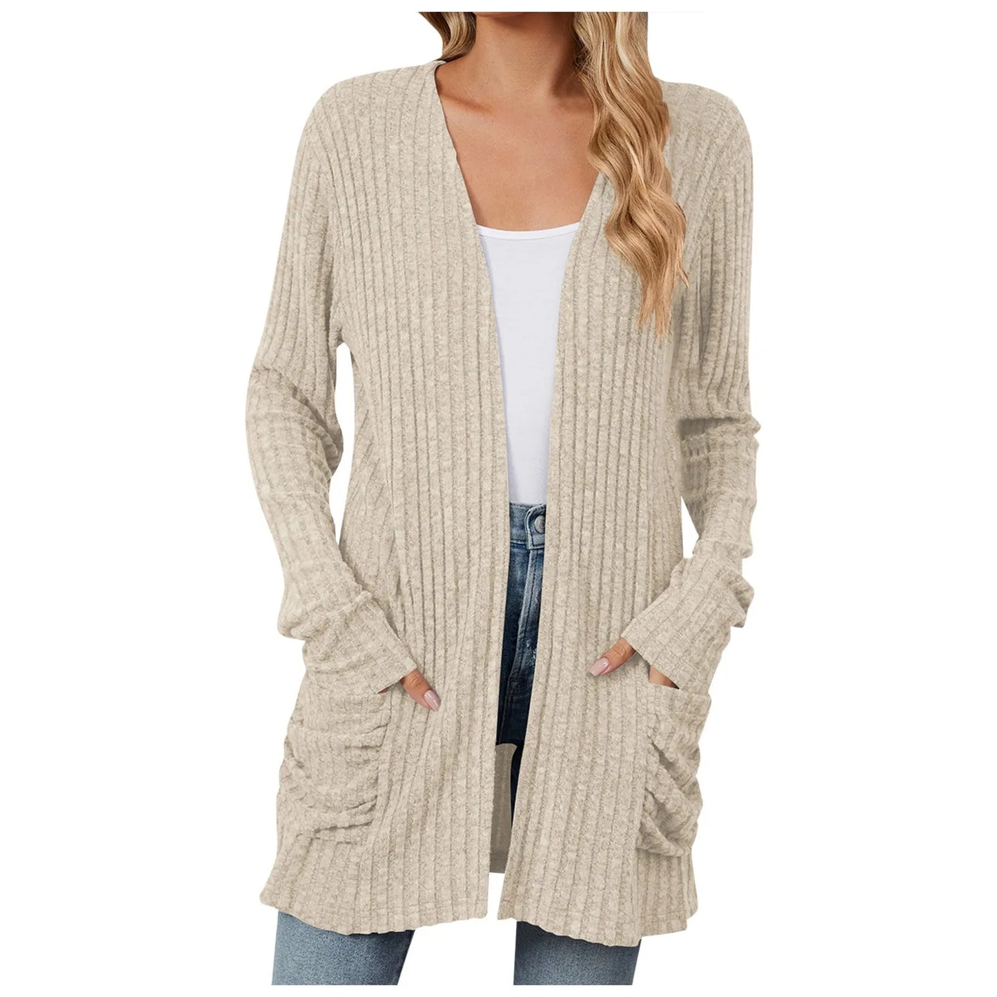 Lightweight 3/4 Sleeve Black Sweater Cardigan For Women Crochet Oversize Casual Cardigan Kimonos Boho Solid Chaquetas De Mujer