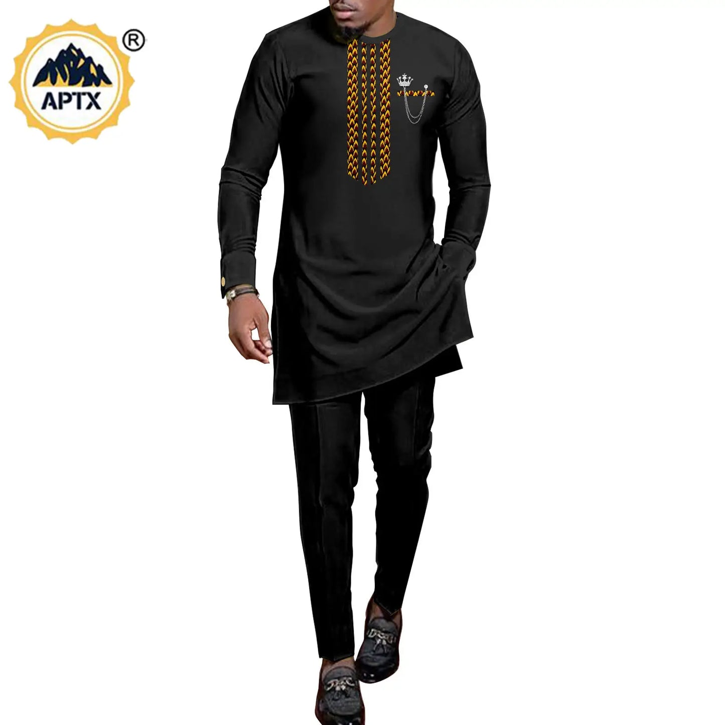 African Abaya Hip Dresses for Women Matching Couple Outfits with Bazin Riche Men's Top and Pant Set Dashiki Print