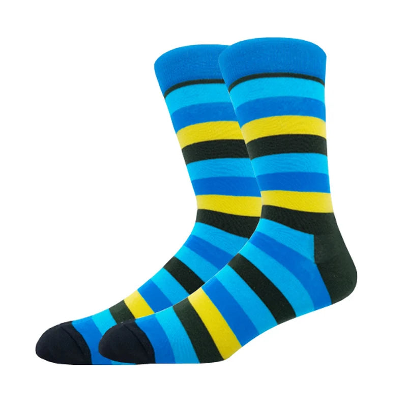 New Men's stockings Casual Gentleman Color fashion color striped Funny Party Dress autumn and winter cotton Socks