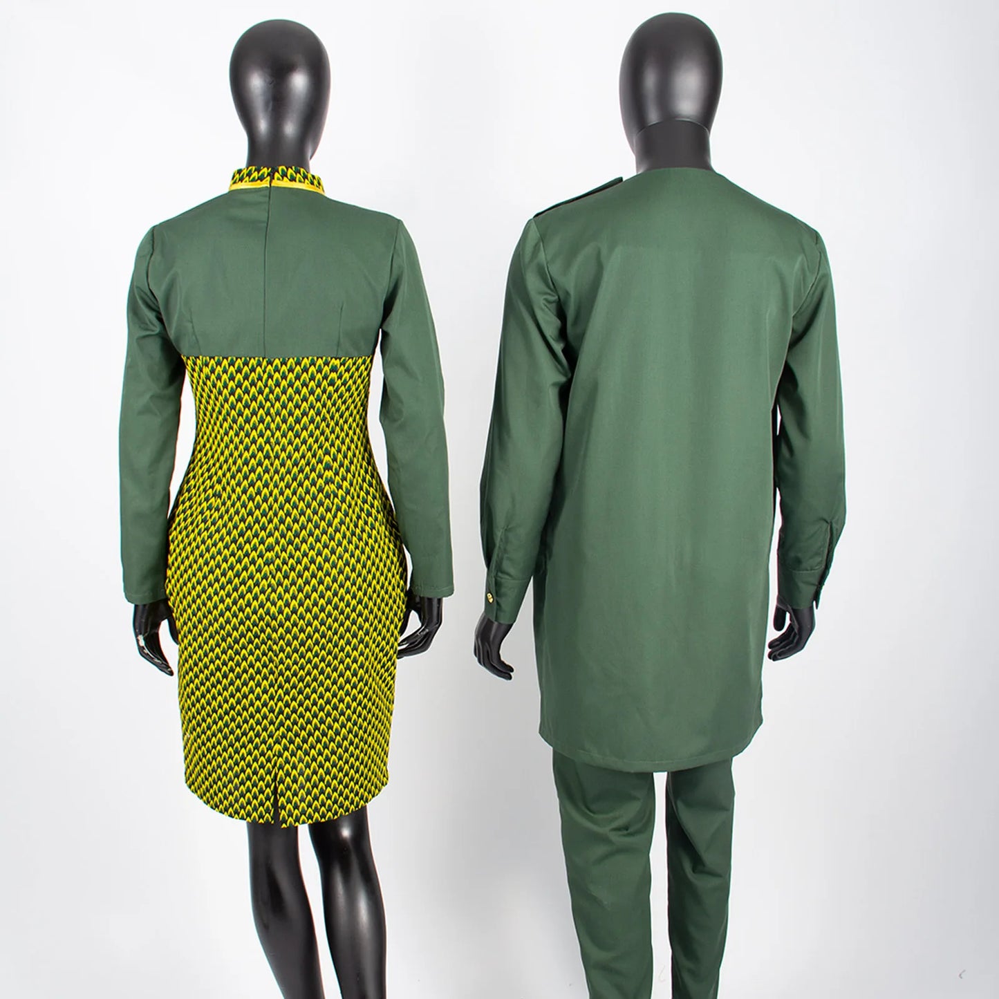 African Abaya Hip Dresses for Women Matching Couple Outfits with Bazin Riche Men's Top and Pant Set Dashiki Print