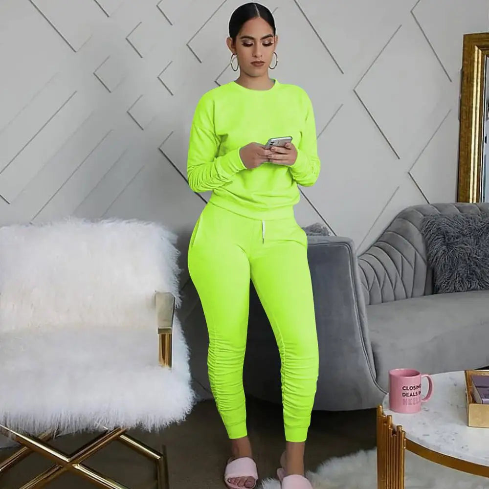 Two Piece Set Women 2 Piece Set Stacked Leggings Clothes for Women Outfits Stacked Pants Tracksuit Female Fall Clothes 2020