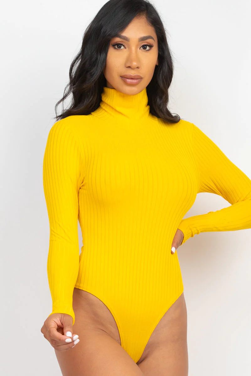 Ribbed Turtleneck Long Sleeve Bodysuit (Capella)
