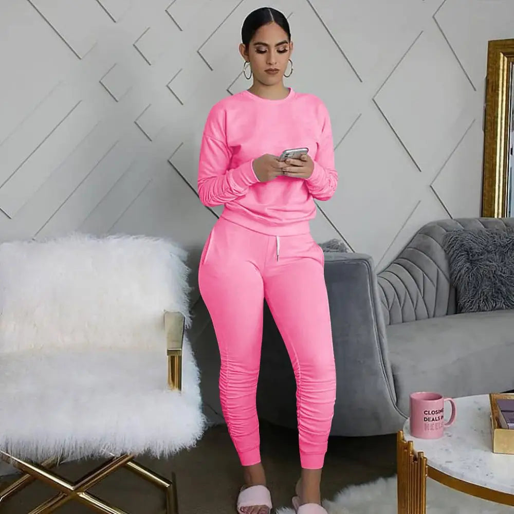 Two Piece Set Women 2 Piece Set Stacked Leggings Clothes for Women Outfits Stacked Pants Tracksuit Female Fall Clothes 2020