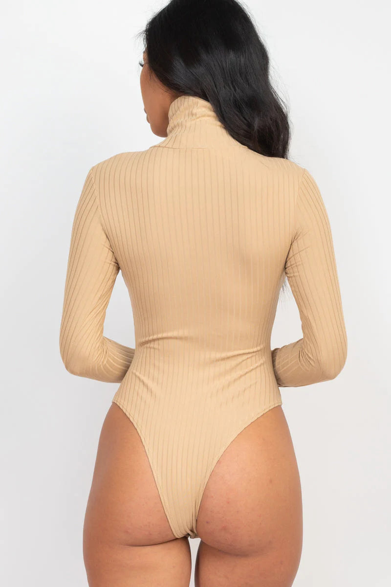 Ribbed Turtleneck Long Sleeve Bodysuit (Capella)