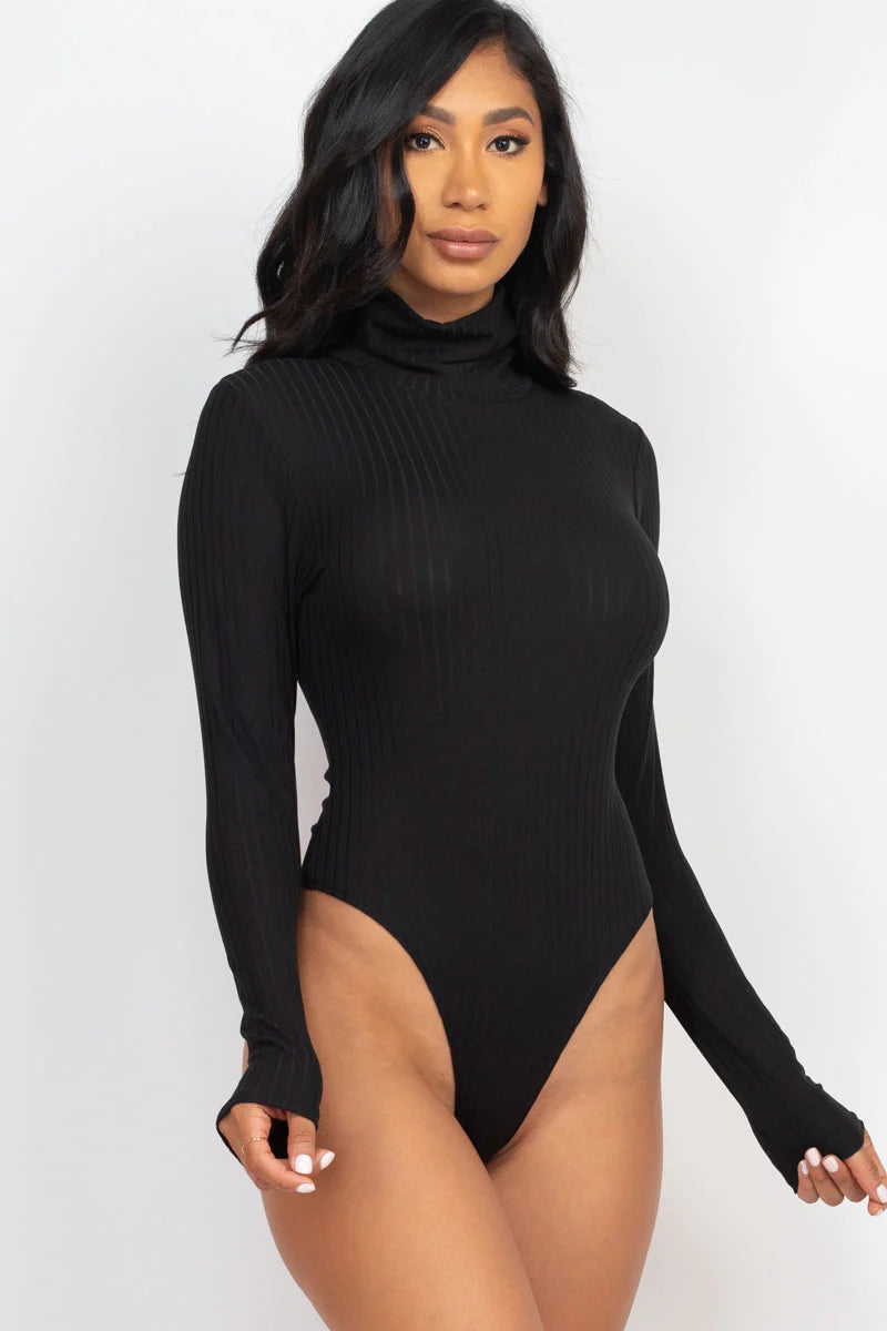 Ribbed Turtleneck Long Sleeve Bodysuit (Capella)